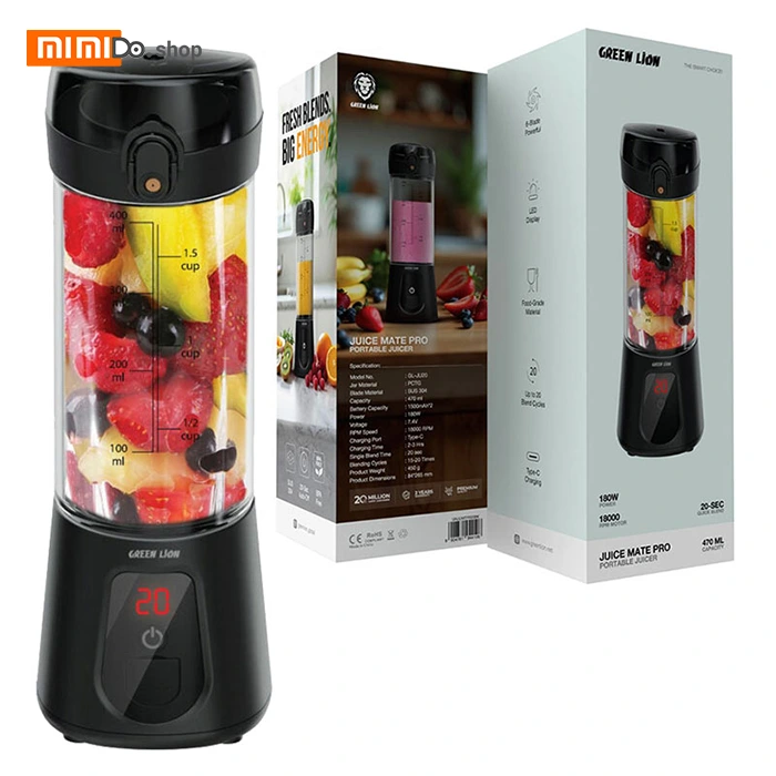 مخلوط کن قابل حمل گرین لاین Green Lion Juice Mate Pro GNJUMTPR20BK ظرفیت 470 میلی لیتر - Image 6